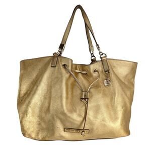 Juicy Couture Robertson Gold Pebble Leather Drawstring Handbag Purse Tote Bag